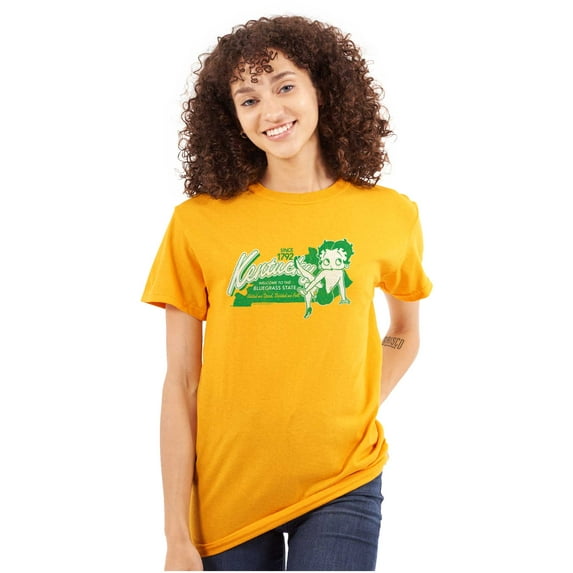 Betty Boop Kentucky State Map Outline Women's Graphic T Shirt Tees Brisco Brands L