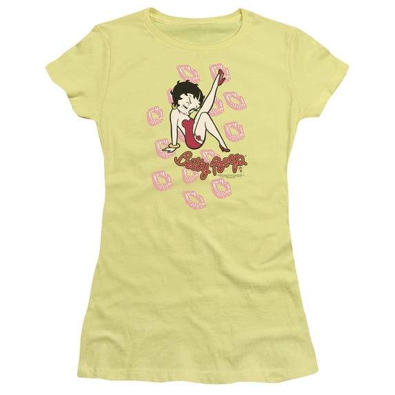 Betty Boop - Kisses - Juniors Teen Girls Cap Sleeve Shirt - Small