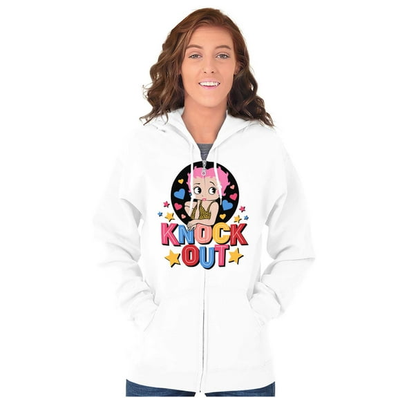 Betty Boop Knock Out Cute Cutie Zip Hoodie Sweatshirt Women Brisco Brands M