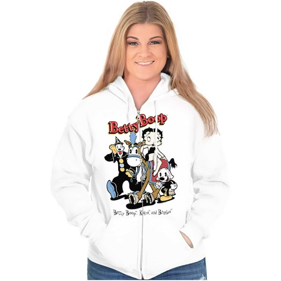 Betty Boop Koko The Clown Bimbo Zip Hoodie Sweatshirt Women Brisco Brands L