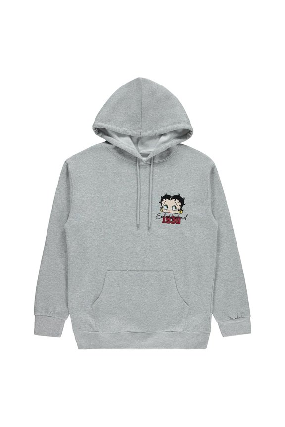 Ladies Sweatshirt, Chest Embroidered Betty Boop Hoodie Heather – M
