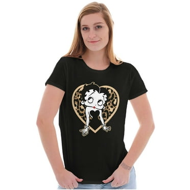 Betty Boop Leopard Print Heart Women's T Shirt Ladies Tee Brisco Brands S