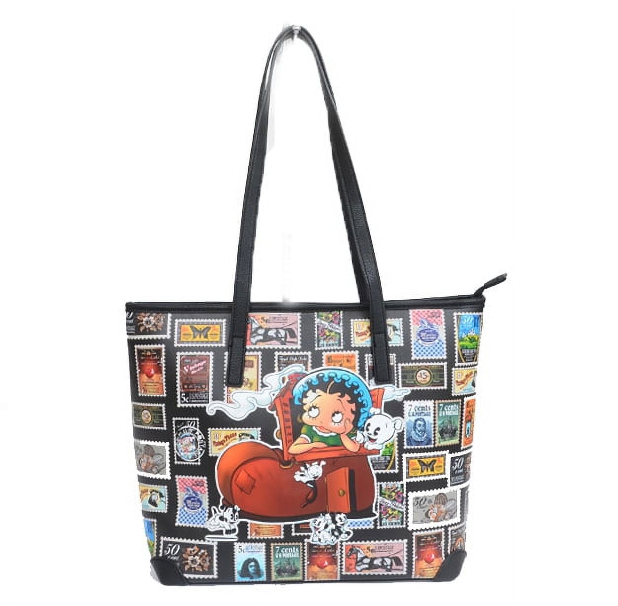 Betty Boop Live in a Shoe Stamp Collage Shoulder Handbag Tote Purse