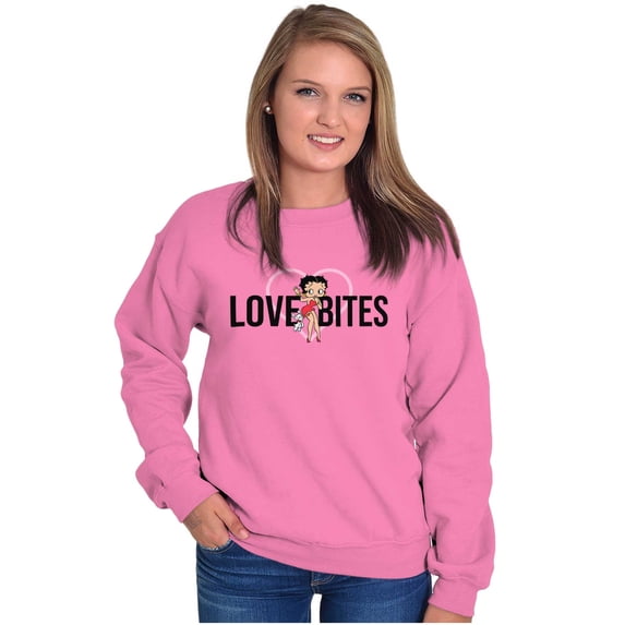 Betty Boop Love Bites Single Girls Women Crewneck Sweatshirt Brisco Brands M