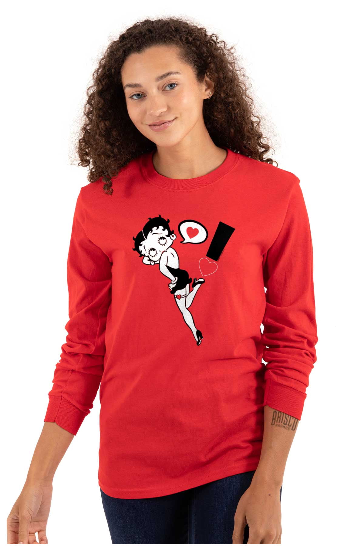 Betty Boop Love Heart Exclamation Women's Long Sleeve T Shirt Brisco ...