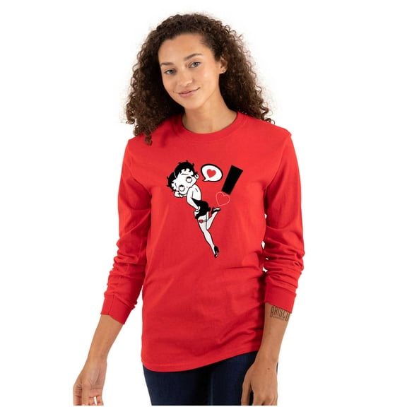 Betty Boop Love Heart Exclamation Women's Long Sleeve T Shirt Brisco Brands S