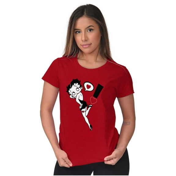 Betty Boop Love Heart Exclamation Women's T Shirt Ladies Tee Brisco Brands S