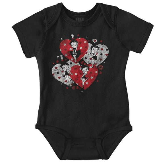 Betty Boop Love Hearts And Kisses Bodysuit Jumper Girls Infant Baby Brisco Brands NB