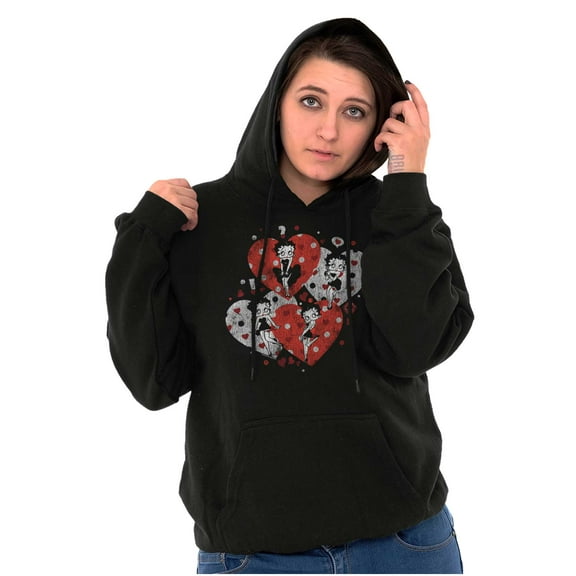 Betty Boop Love Hearts And Kisses Hoodie Sweatshirt Women Brisco Brands L