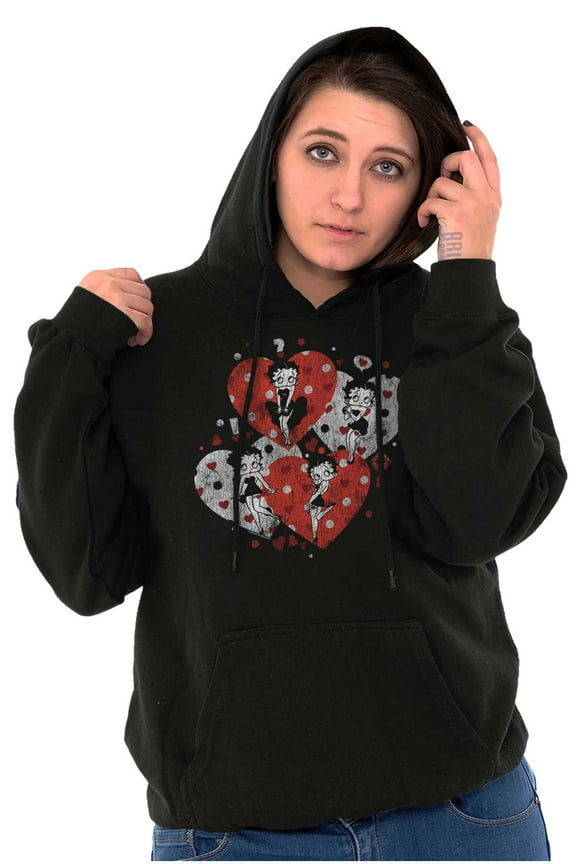 Betty Boop Love Hearts And Kisses Hoodie Sweatshirt Women Brisco Brands S