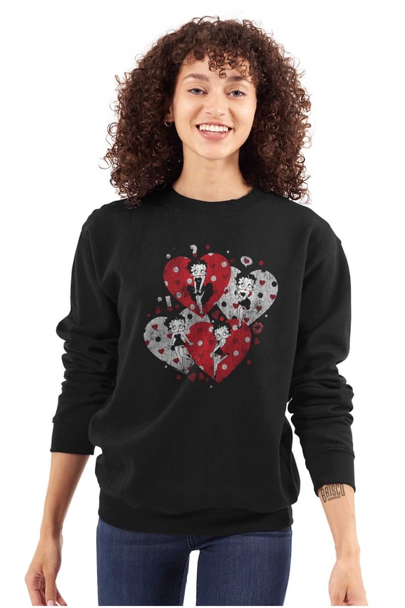 Love Hearts And Kisses Women Crewneck Sweatshirt Brisco Brands L