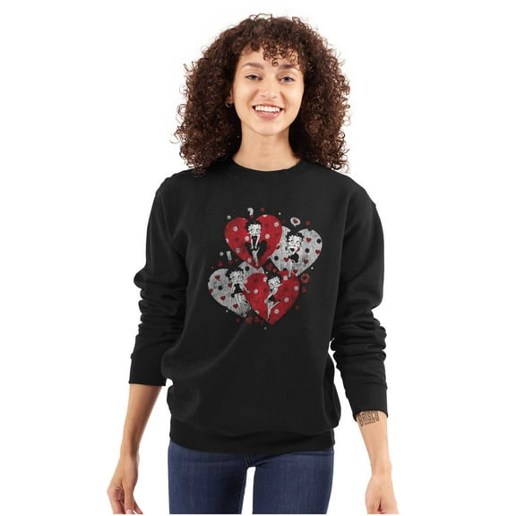 Betty Boop Love Hearts And Kisses Women Crewneck Sweatshirt Brisco Brands S