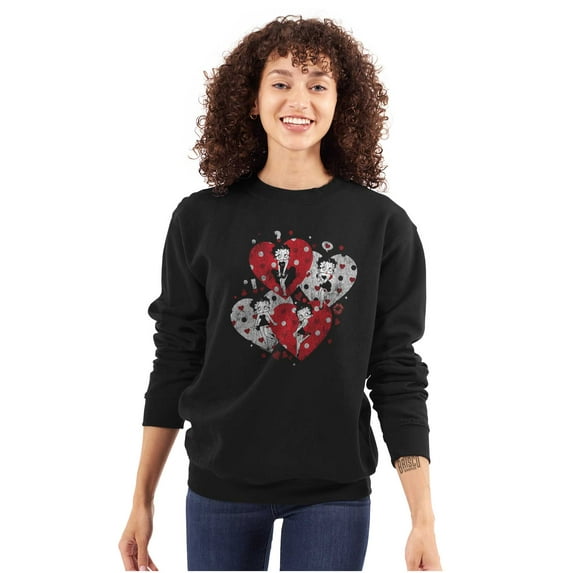 Betty Boop Love Hearts And Kisses Women Crewneck Sweatshirt Brisco Brands S