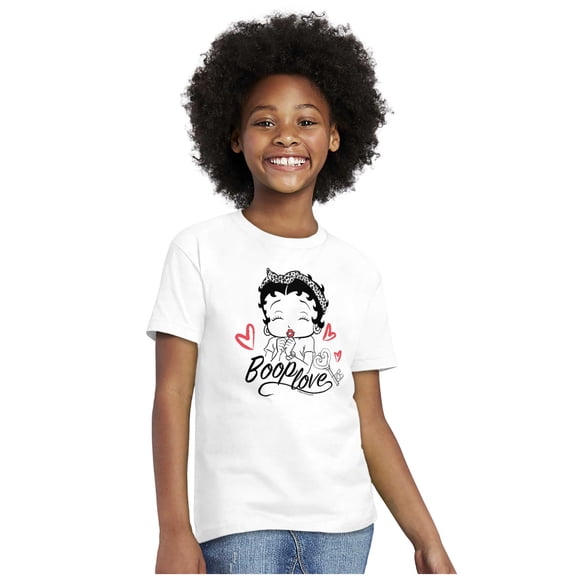 Betty Boop Love Hearts Cute Girls Kids T Shirt Tees Teen Brisco Brands L