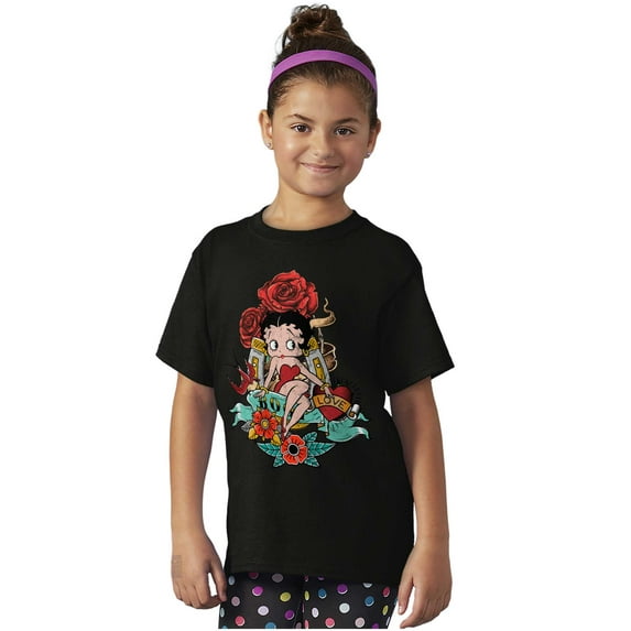 Betty Boop Love Horseshoe Tattoo Girls Kids T Shirt Tees Teen Brisco Brands L