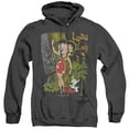 thumbnail image 1 of Betty Boop Luau Lady Adult Heather Hoodie Sweatshirt Black, 1 of 1
