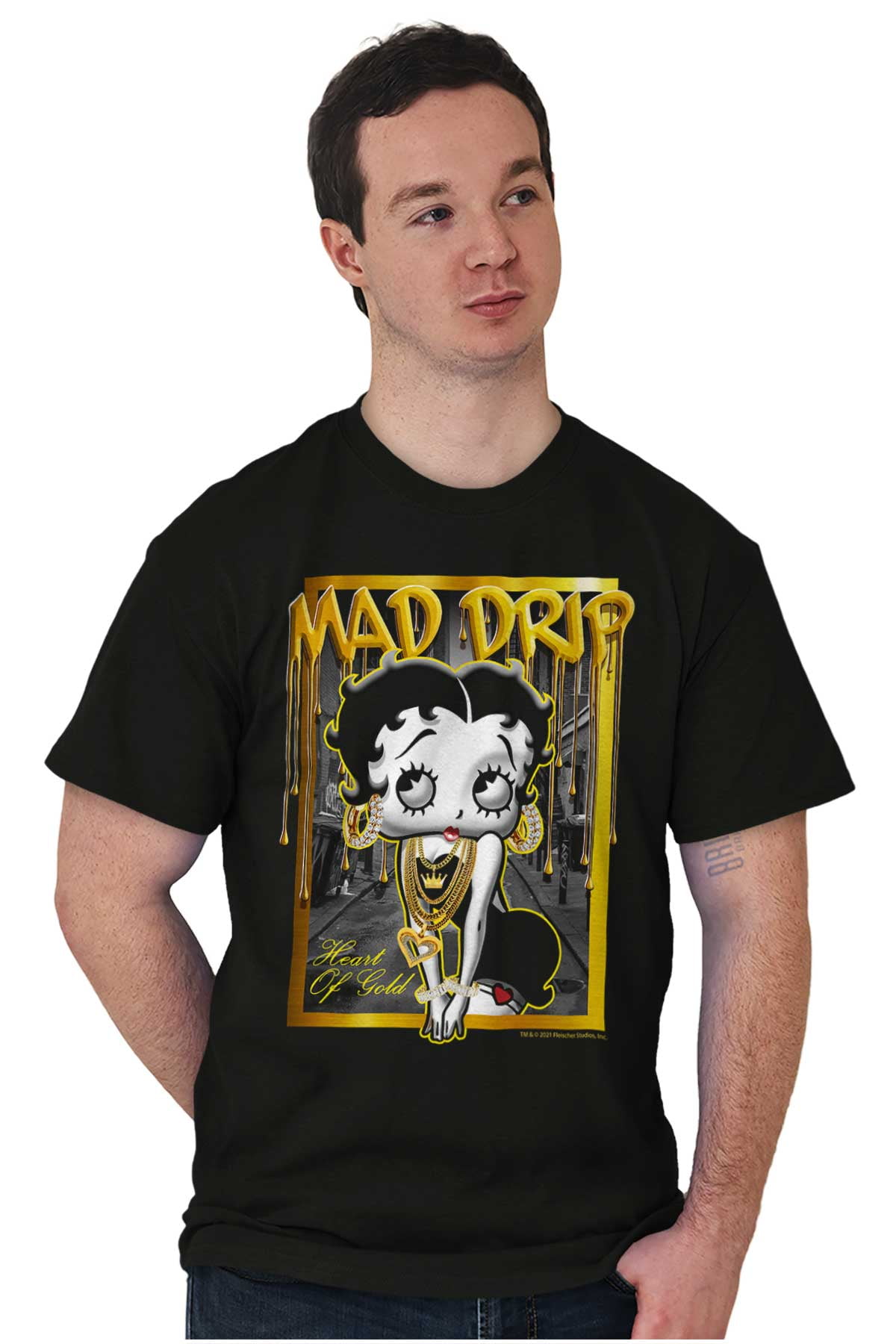 Betty Boop Mad Drip Heart of Gold Women's Graphic T Shirt Tees Brisco  Brands L