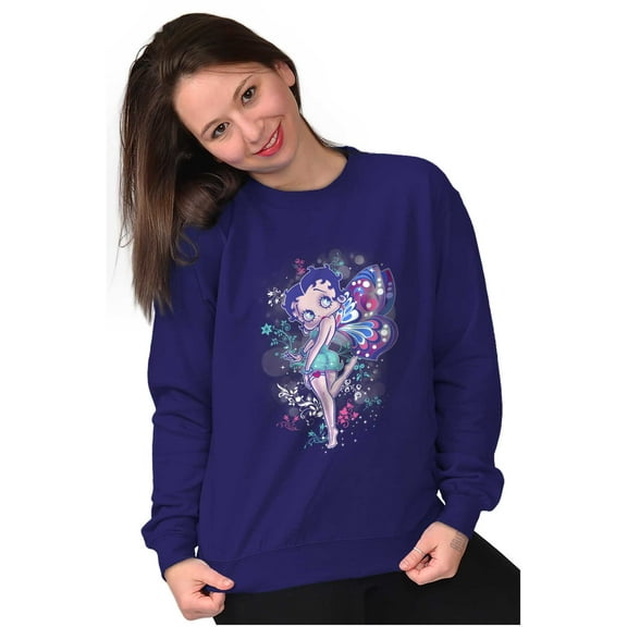 Betty Boop Magical Fairy Wings Women Crewneck Sweatshirt Brisco Brands L