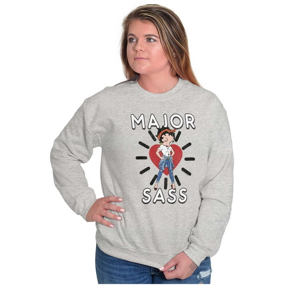 Betty Boop Major Sass Cute Sassy Women Crewneck Sweatshirt Brisco Brands S