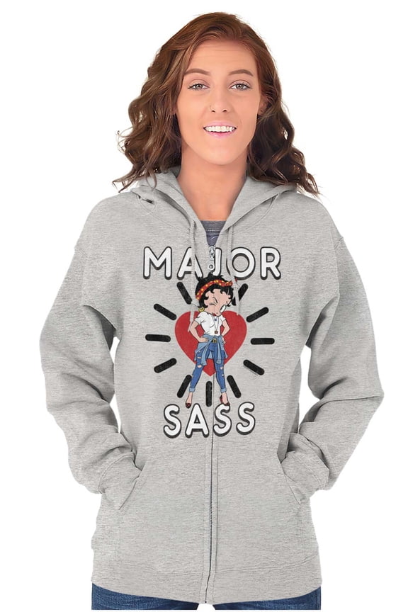 Betty Boop Major Sass Cute Sassy Zip Hoodie Sweatshirt Women Brisco Brands X