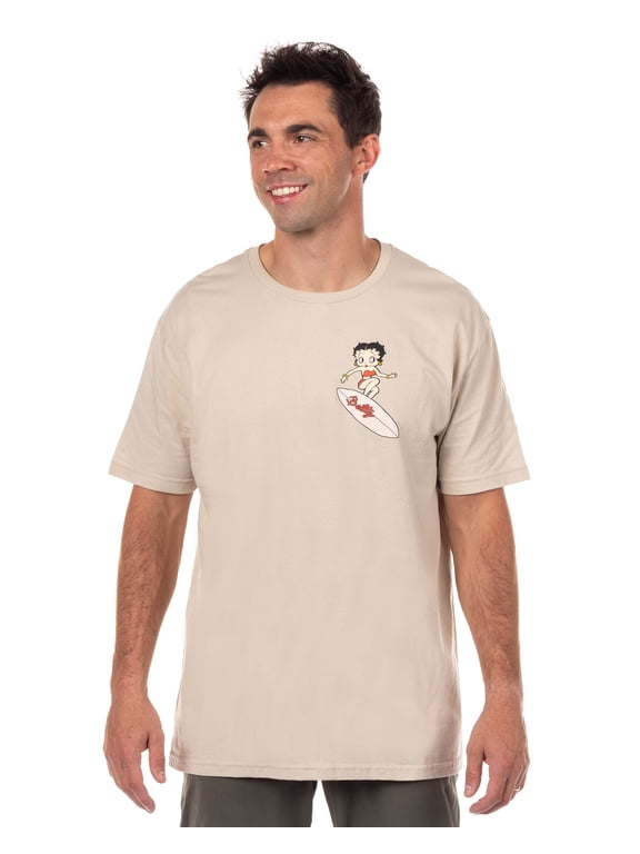 Betty Boop Maliboop T-Shirt Men's Front & Back Surfing Sunset Graphic Tee