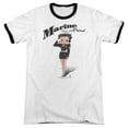 thumbnail image 1 of Betty Boop Marine Boop Adult Ringer White Black, 1 of 1