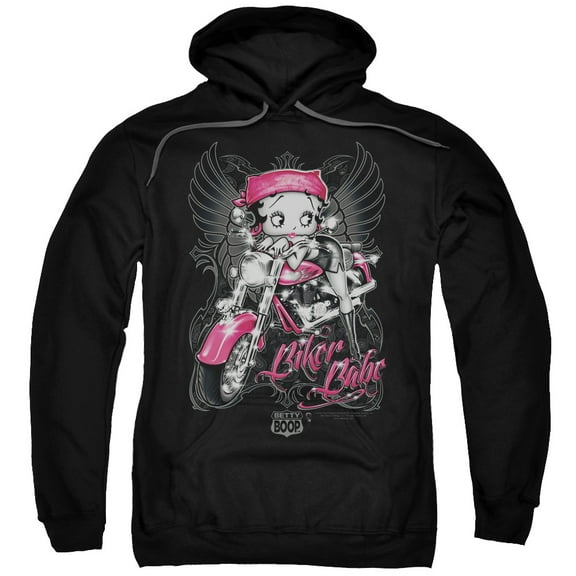 Betty Boop Men's  Biker Babe Hooded Sweatshirt Black