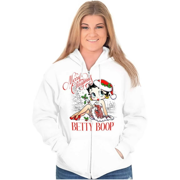 Betty Boop Merry Christmas Santa Women Plus Size Zipper Hoodie Brisco Brands 5X