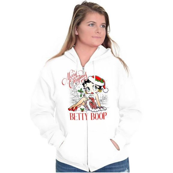 Betty Boop Merry Christmas Santa Zip Hoodie Sweatshirt Women Brisco Brands S