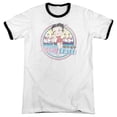 thumbnail image 1 of Betty Boop Miami Beach Adult Ringer White Black, 1 of 1