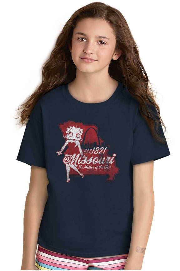 Betty Boop Missouri State Outline Girls Kids T Shirt Tees Teen Brisco Brands XS