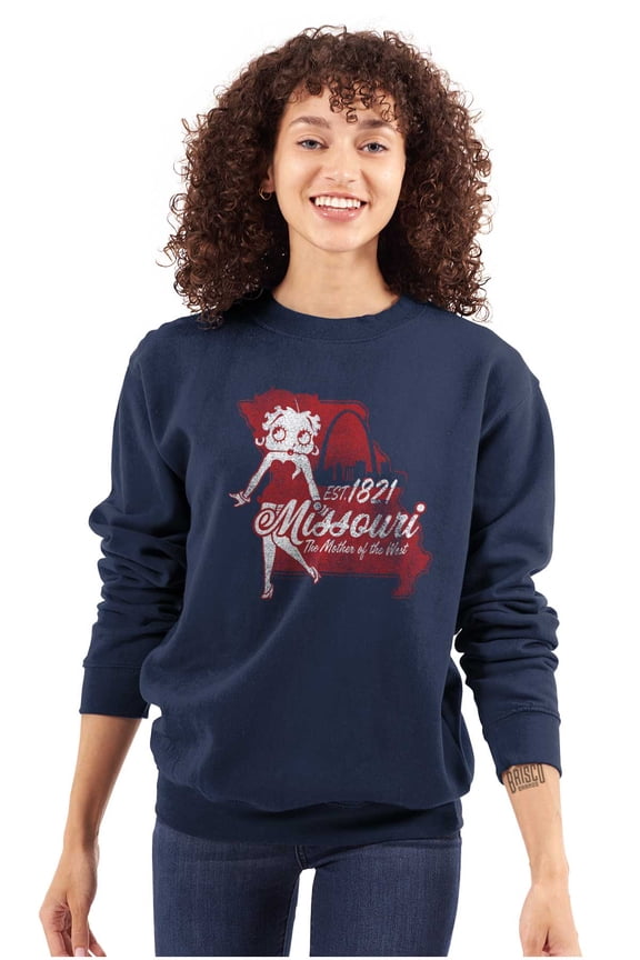 Betty Boop Missouri State Outline Women Crewneck Sweatshirt Brisco Brands M