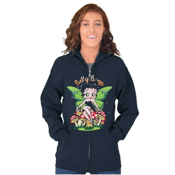 Betty Boop Mushroom Fairy Wings Women Plus Size Zipper Hoodie Brisco Brands 4X