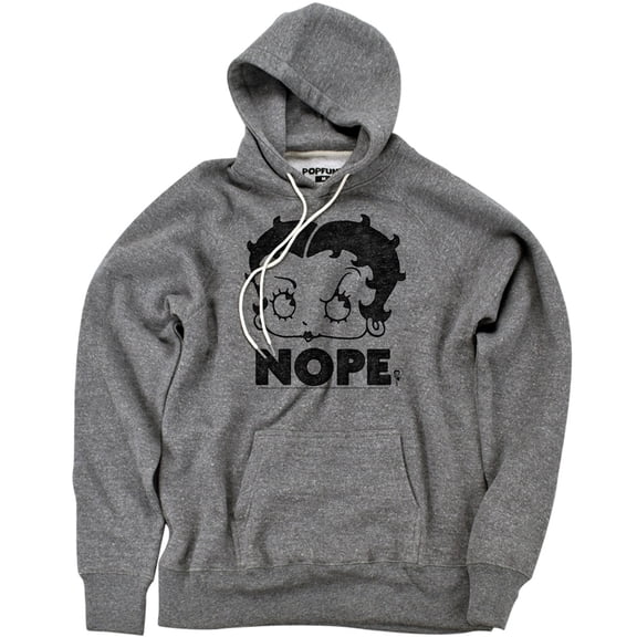 Betty Boop Nope Unisex Adult Slim Fit Pull-Over Heather Hoodie, Athletic Heather, Small