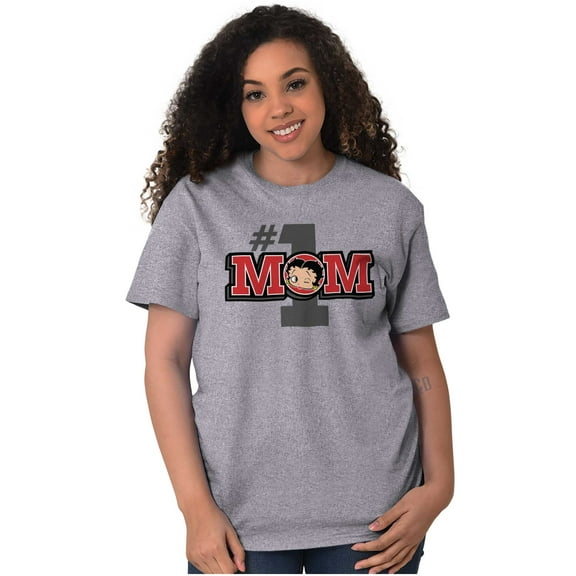 Betty Boop Number 1 Mom Mother's Day Women Plus Size Graphic Tee Tees Brisco Brands 2X