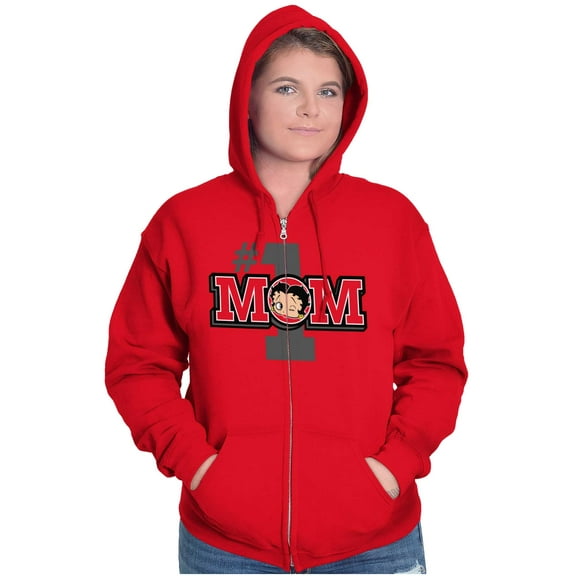 Betty Boop Number 1 Mom Mother's Day Zip Hoodie Sweatshirt Women Brisco Brands M