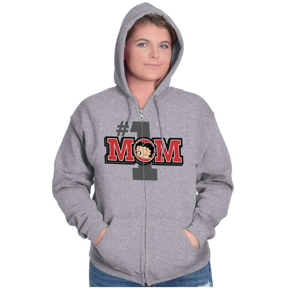 Betty Boop Number 1 Mom Mother's Day Zip Hoodie Sweatshirt Women Brisco Brands S