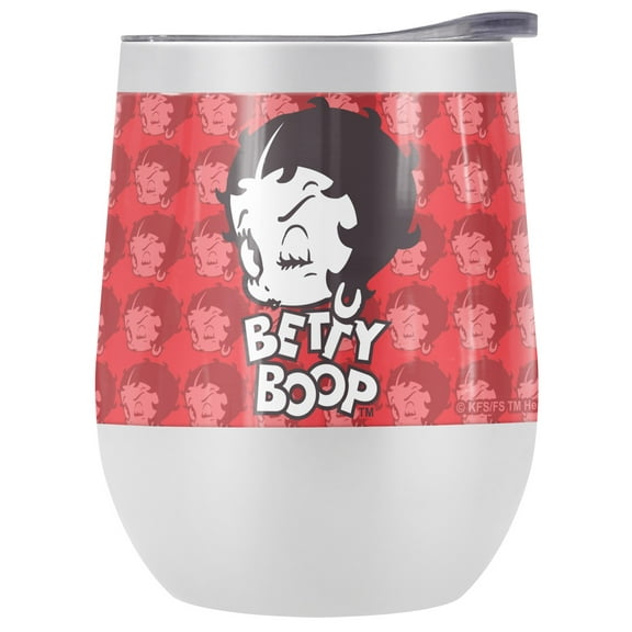 Betty Boop Official Forty Winks 12 oz Stemless Tumbler, Stainless Steel Travel Cup|Lake Tumbler|Insulated with Leak Resistant Slide-Lock Lid