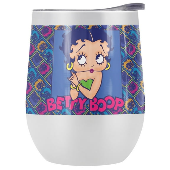 Betty Boop Official Pop Betty 12 oz Stemless Tumbler, Stainless Steel Travel Cup|Lake Tumbler|Insulated with Leak Resistant Slide-Lock Lid
