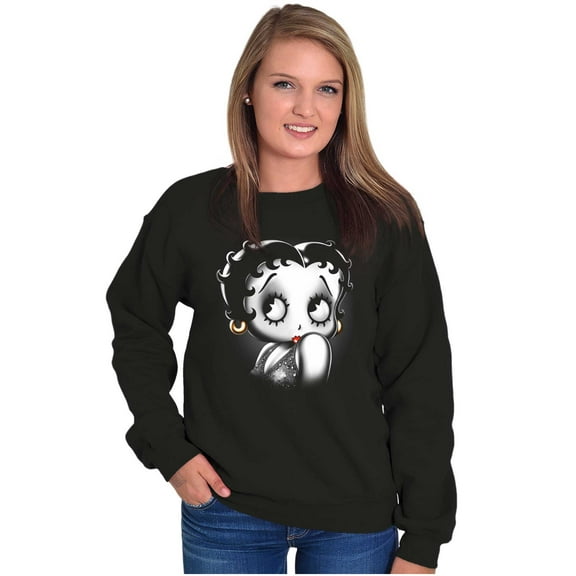 Betty Boop Old School Flapper Cartoon Women Crewneck Sweatshirt Brisco Brands S
