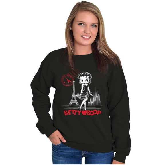 Betty Boop Paris Fashion Post Card Women Crewneck Sweatshirt Brisco Brands X