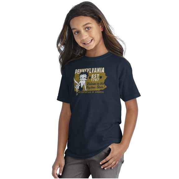 Betty Boop Pennsylvania State Outline Girls Kids T Shirt Tees Teen Brisco Brands XS