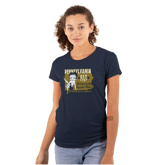 Betty Boop Pennsylvania State Outline Women's T Shirt Ladies Tee Brisco Brands S