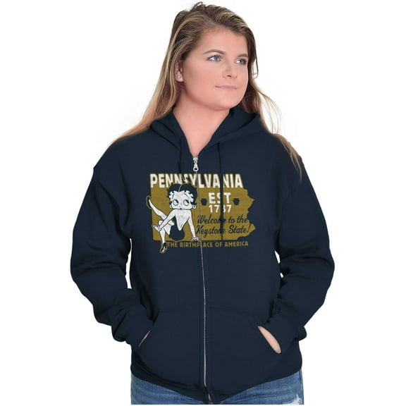 Betty Boop Pennsylvania State Outline Women Plus Size Zipper Hoodie Brisco Brands 5X