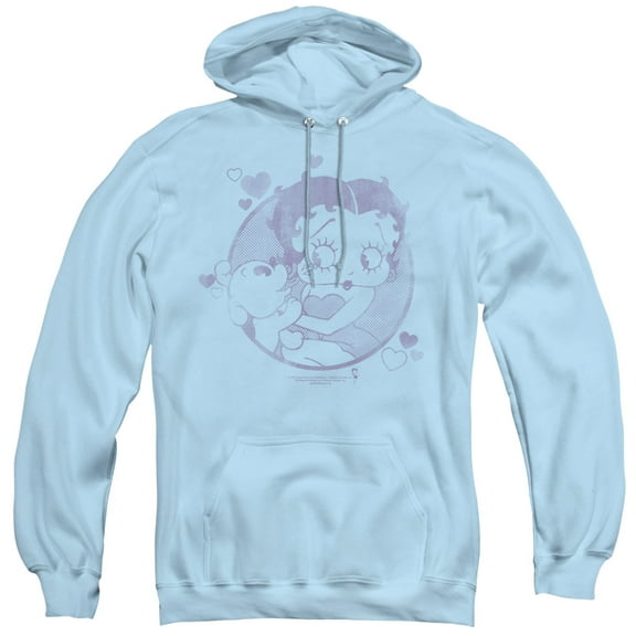 Betty Boop Perfect Kiss Adult Pullover Hoodie Sweatshirt Light Blue