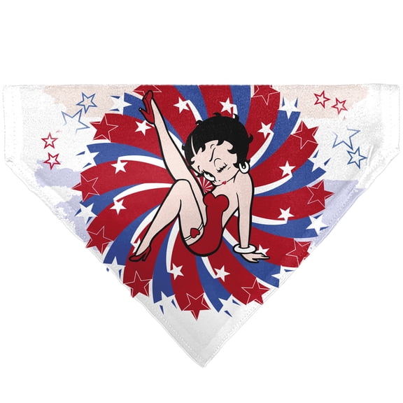 Betty Boop Pet Bandana Betty Boop Americana Leg Kick Pose White Red Blue Slip On CollarBandana Only