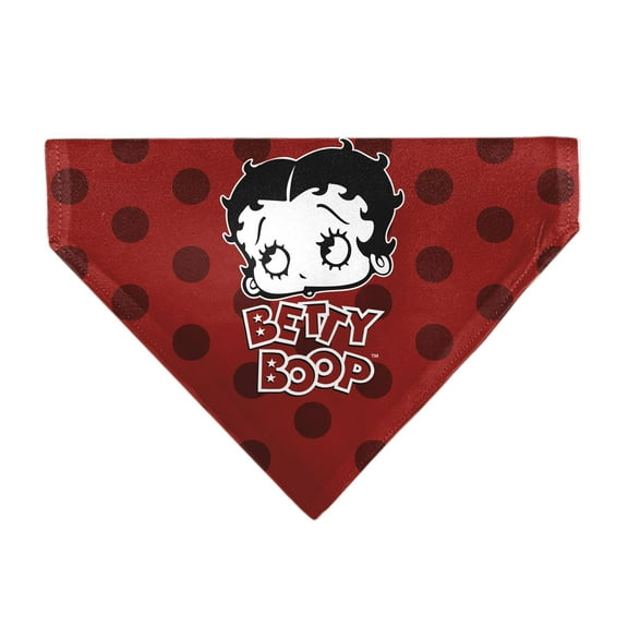 Betty Boop Pet Bandana, Betty Boop Face and Text Polka Dot Reds Black White