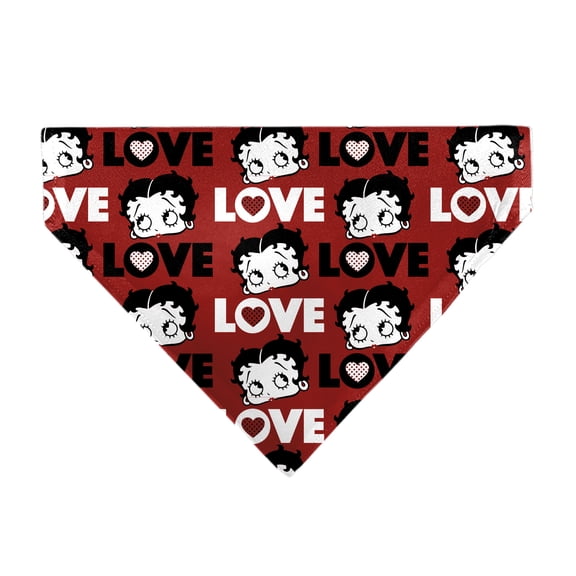Betty Boop Pet Bandana Betty Boop Love Text and Face Red Black White Slip On CollarBandana Only