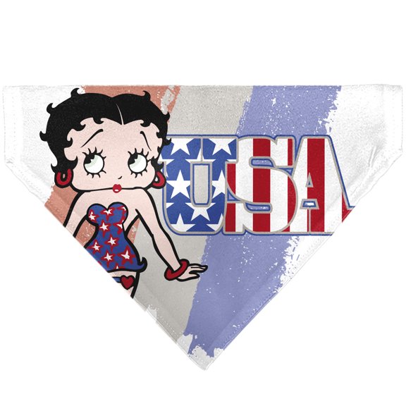 Betty Boop Pet Bandana Betty Boop USA Stars and Stripes Pose White Red Blue Slip On CollarBandana Only
