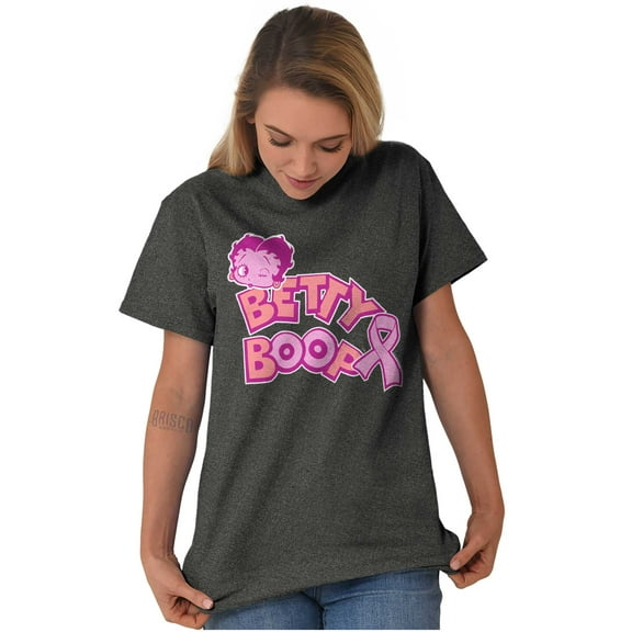 Betty Boop Pink Breast Cancer Ribbon Women Plus Size Graphic Tee Tees Brisco Brands 2X